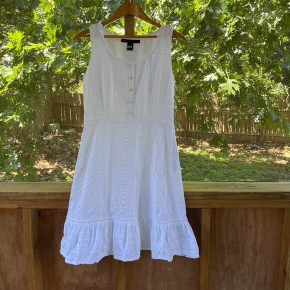 Marc by Marc Jacobs Women's White Sleeveless Ruffle Hem Mini Dress Size 8 - Picture 1 of 9